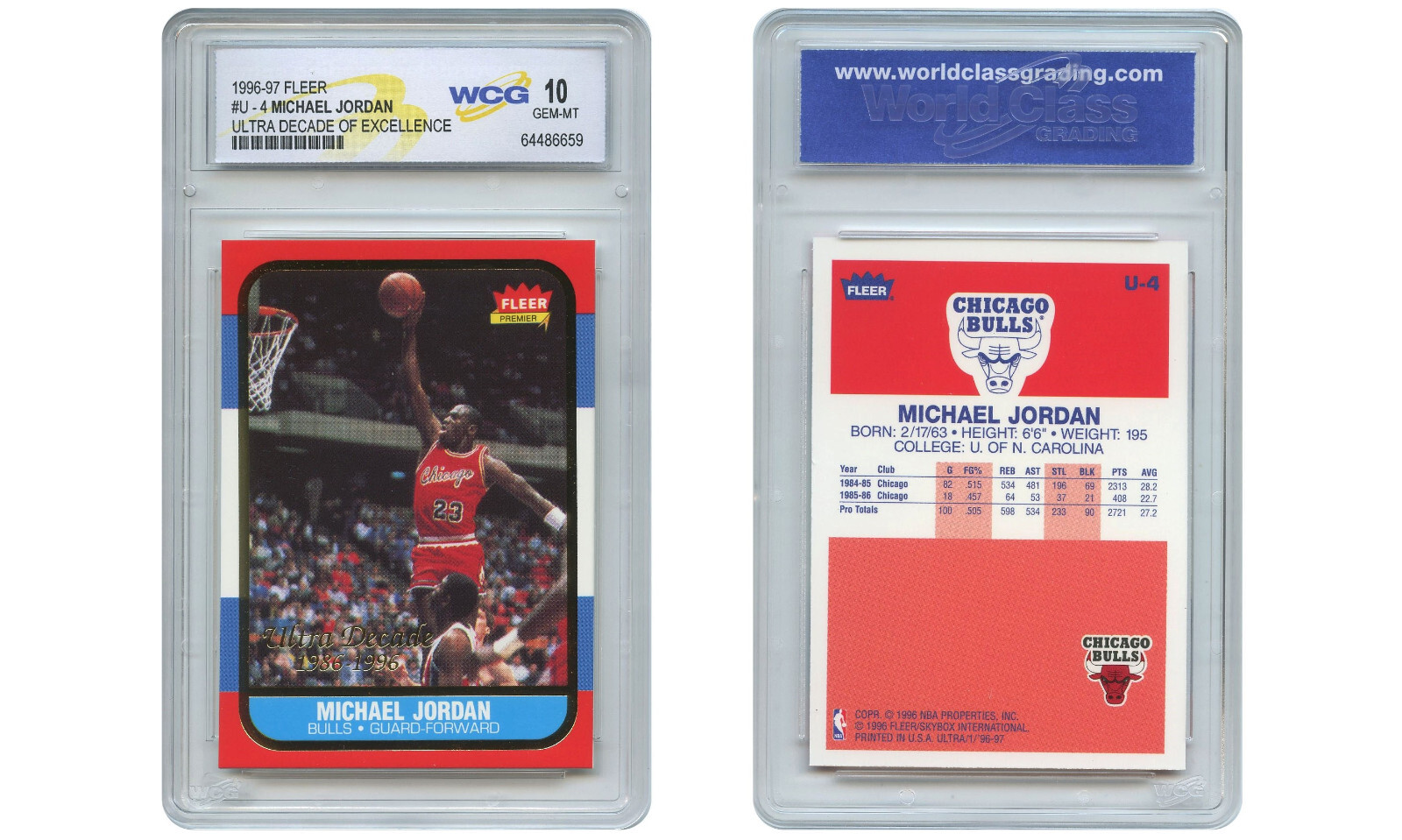 MICHAEL JORDAN 1996-97 Fleer ULTRA DECADE Excellence Rookie Card #U4 GEM MINT 10