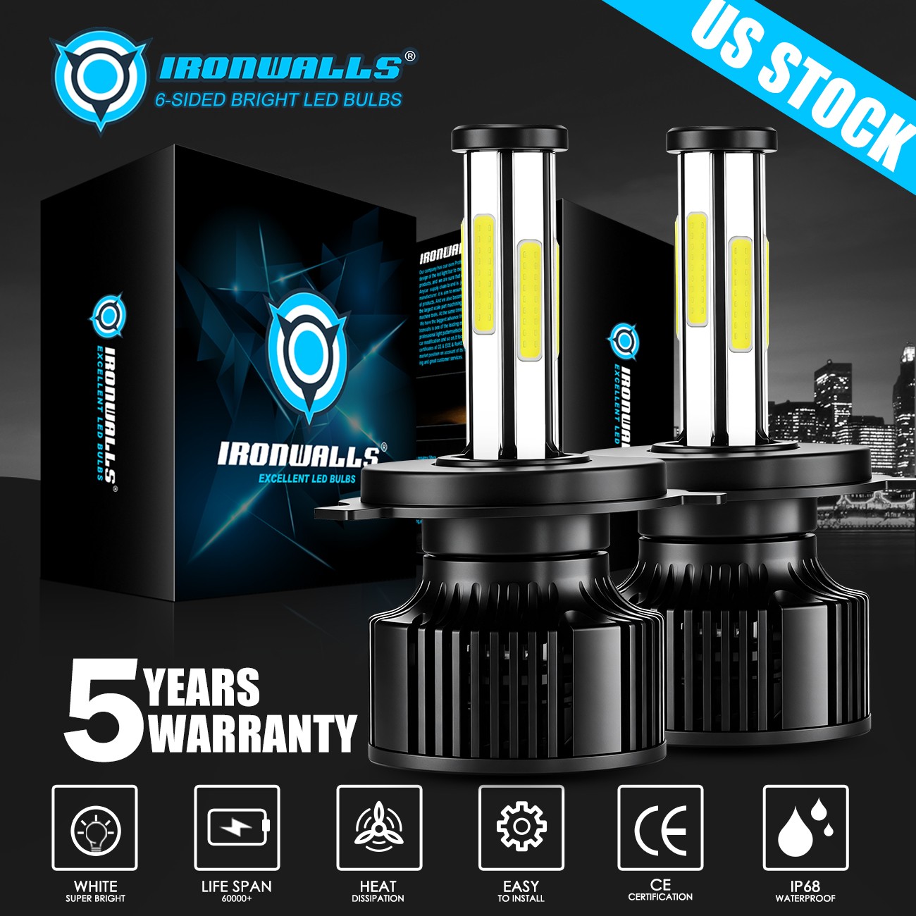 6 side 9003 H4 LED Headlight Bulb Conversion Kit High Low Beam 6000K Super White 6 side 9003 H4 LED Headlight Bulb Conversion Kit High Low Beam 6000K Super White