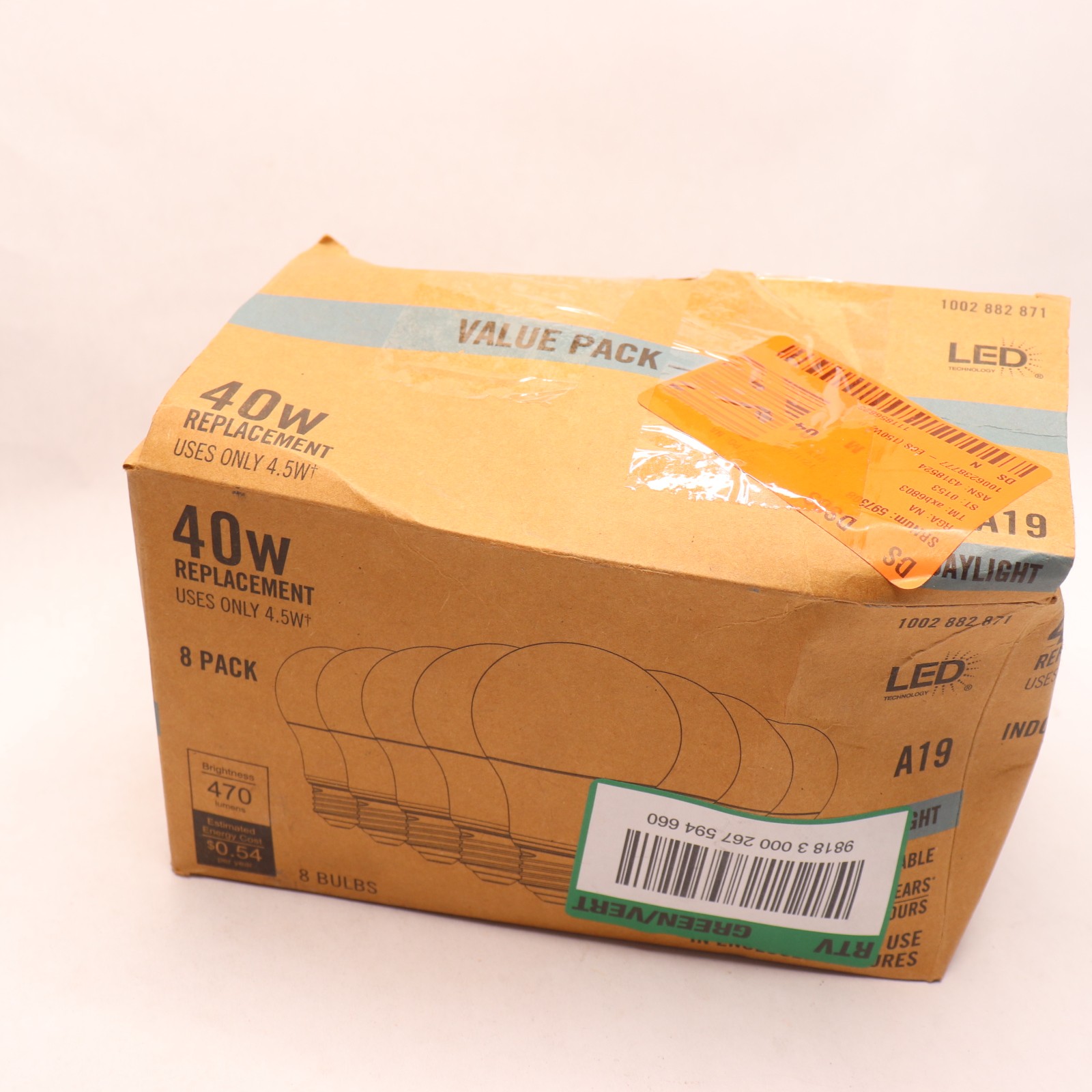 (8-Pk) LED Tech 40-Watt Equivalent A19 Non-Dimmable LED Light Bulb Daylight 
