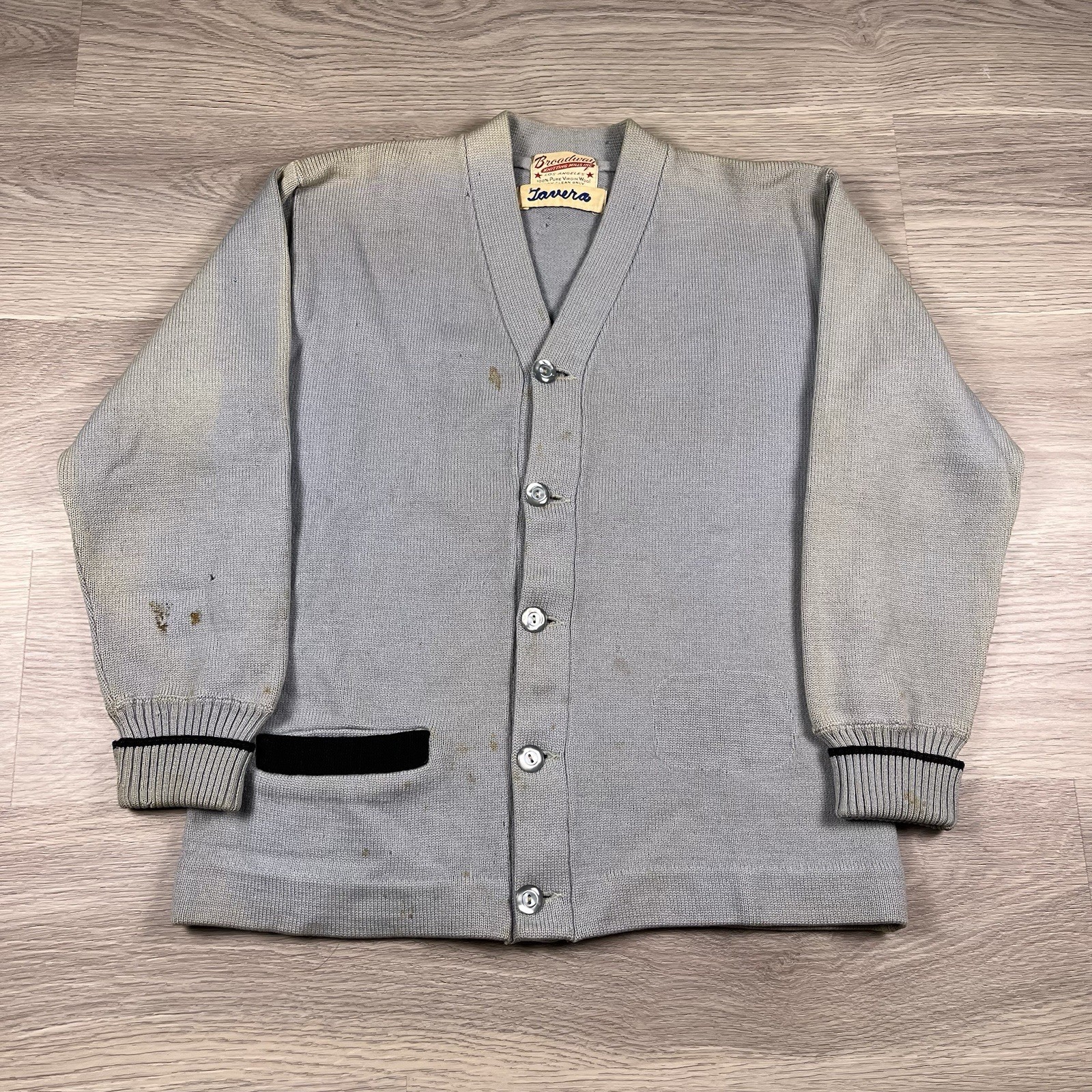 True Vintage 60s Broadway Blue Faded Wool Cardigan Sweater Size S Boho True Vintage 60s Broadway Blue Faded Wool Cardigan Sweater Size S Boho