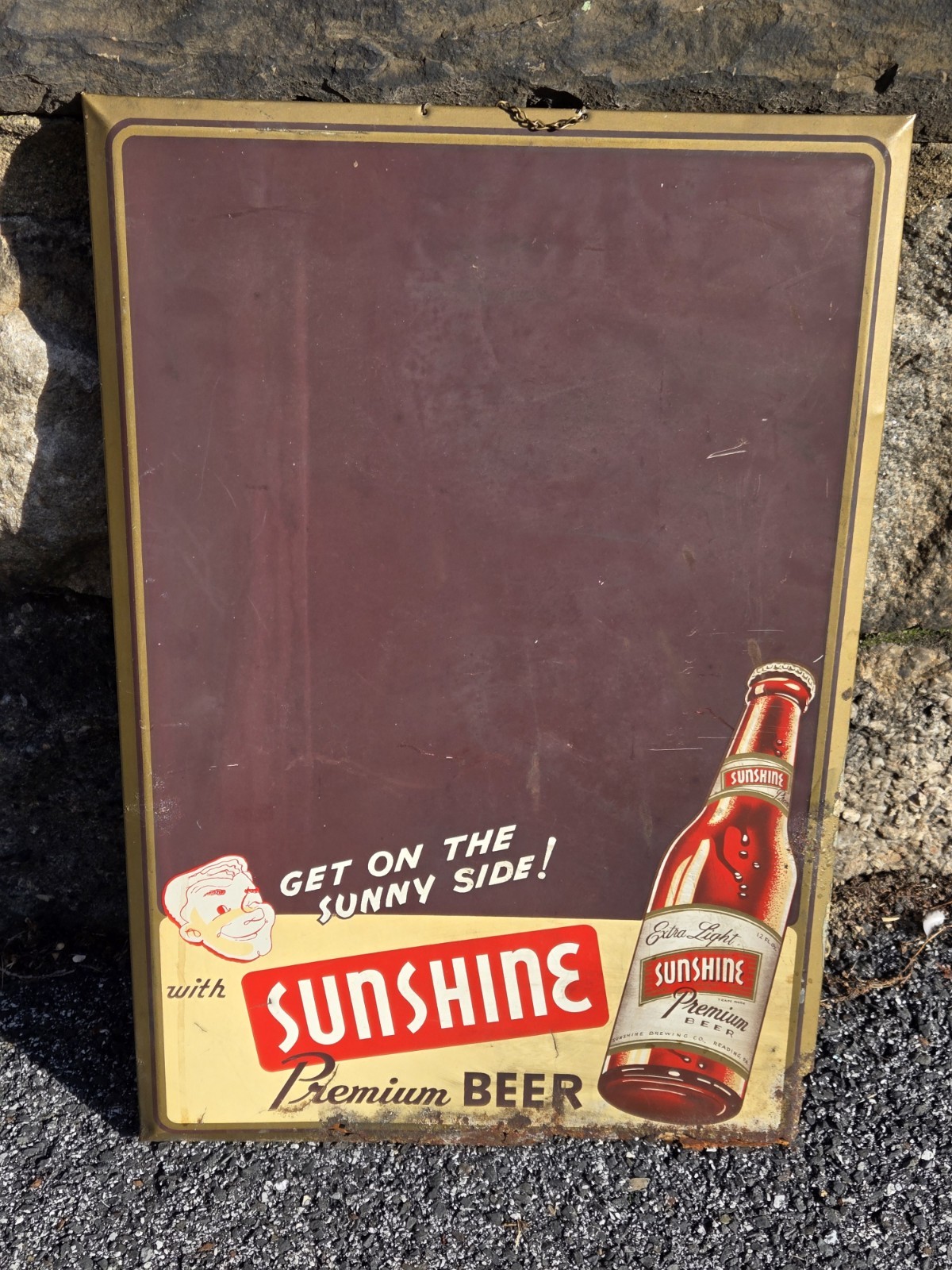 Rare Vintage Sunshine Beer Menu Chalk Board