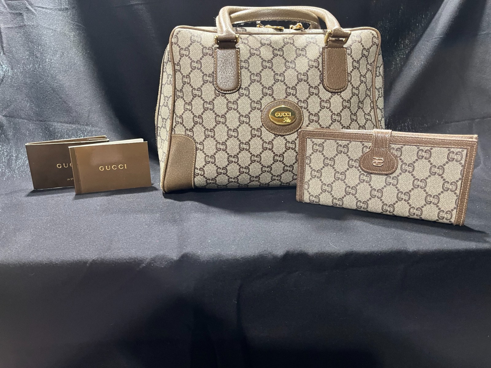 Authentic Vintage Brown Gucci Plus GG Handbag W/ Matching Wallet Authentic Vintage Brown Gucci Plus GG Handbag W/ Matching Wallet
