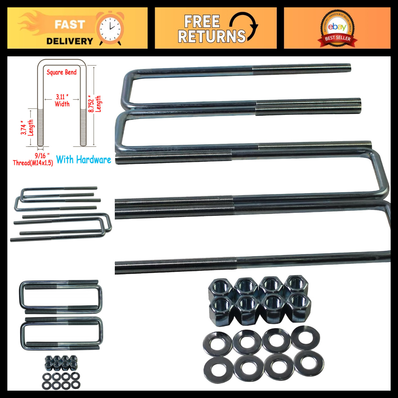 Square U-Bolts for 3\