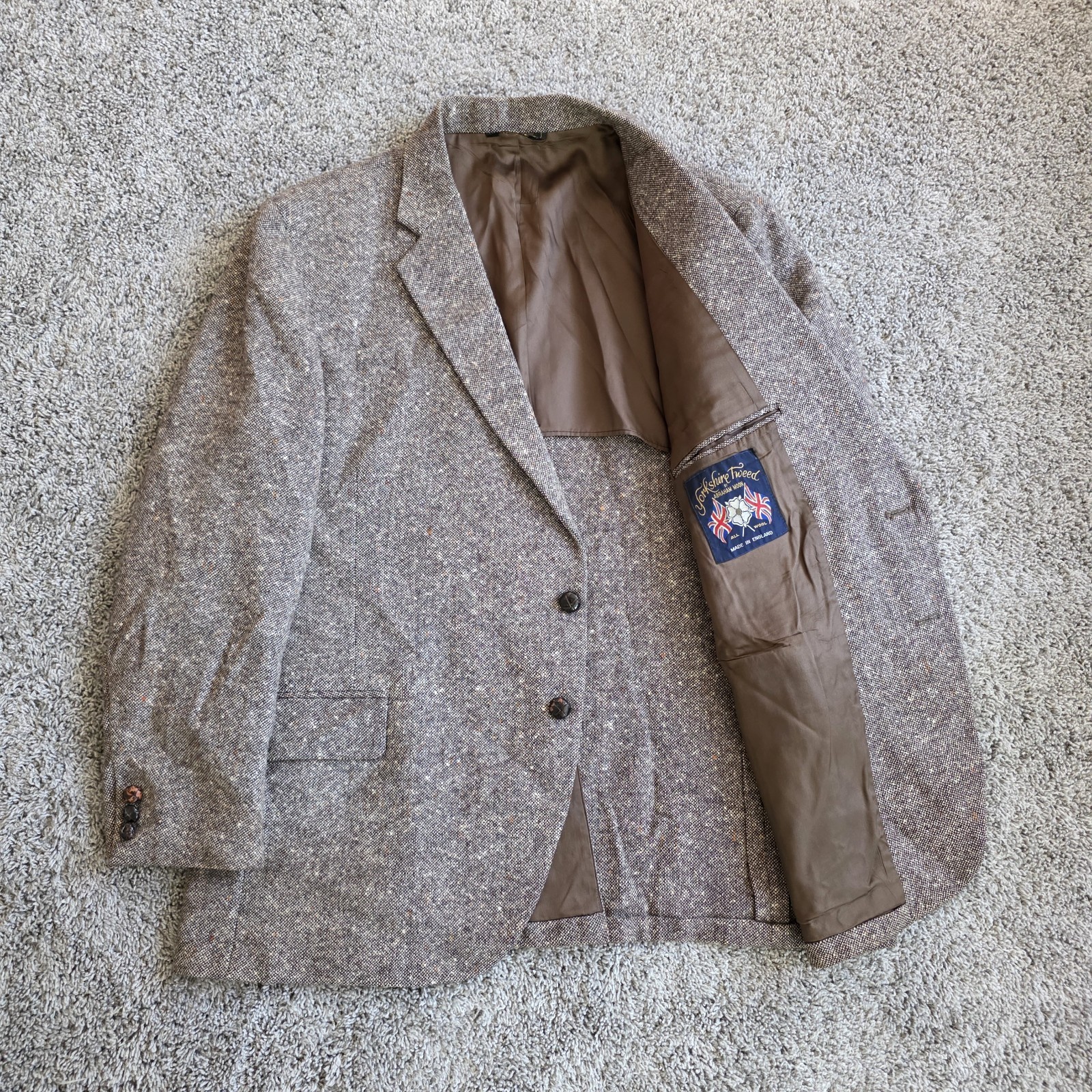 Kuppenheimer YORKSHIRE TWEED Abraham Moon Wool Blazer Men\'s 46 R Beige Donegal Kuppenheimer YORKSHIRE TWEED Abraham Moon Wool Blazer Men\'s 46 R Beige Donegal