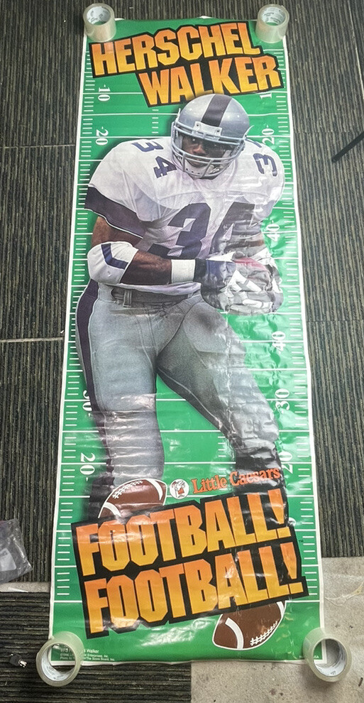 Vintage 1996 HERSCHEL WALKER 26”x75” Dallas Cowboys Football Little Caesars USA