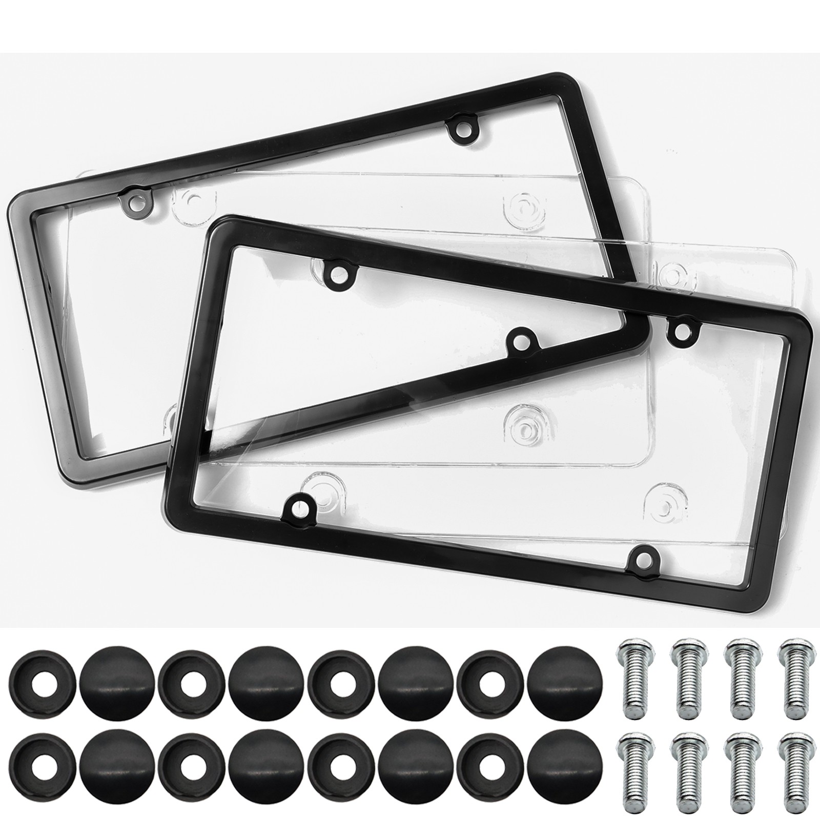 2X Unbreakable License Plate Covers Frames Auto Tag Shield Protector Front-Rear
