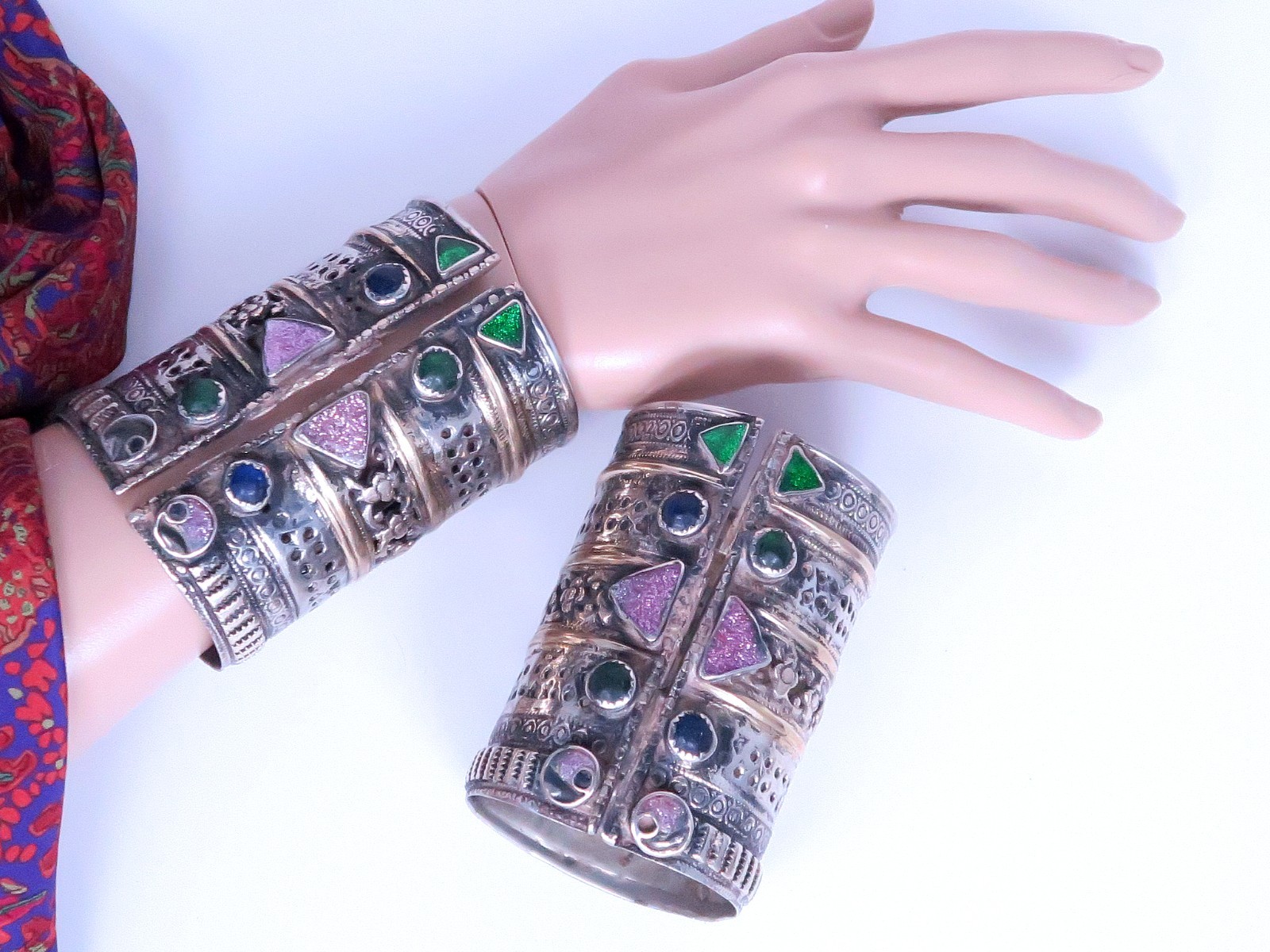 PAIR Vintage Afghan Kuchi 2 Bracelets - Handmade Tribal Jewelry DISCOUNTED #4921