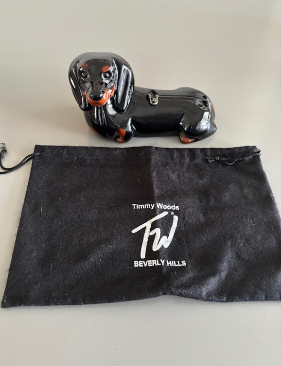 Signed Timmy Woods Hand Carved Acacia Wood Dachshund Doxie Dog Handbag Purse Signed Timmy Woods Hand Carved Acacia Wood Dachshund Doxie Dog Handbag Purse