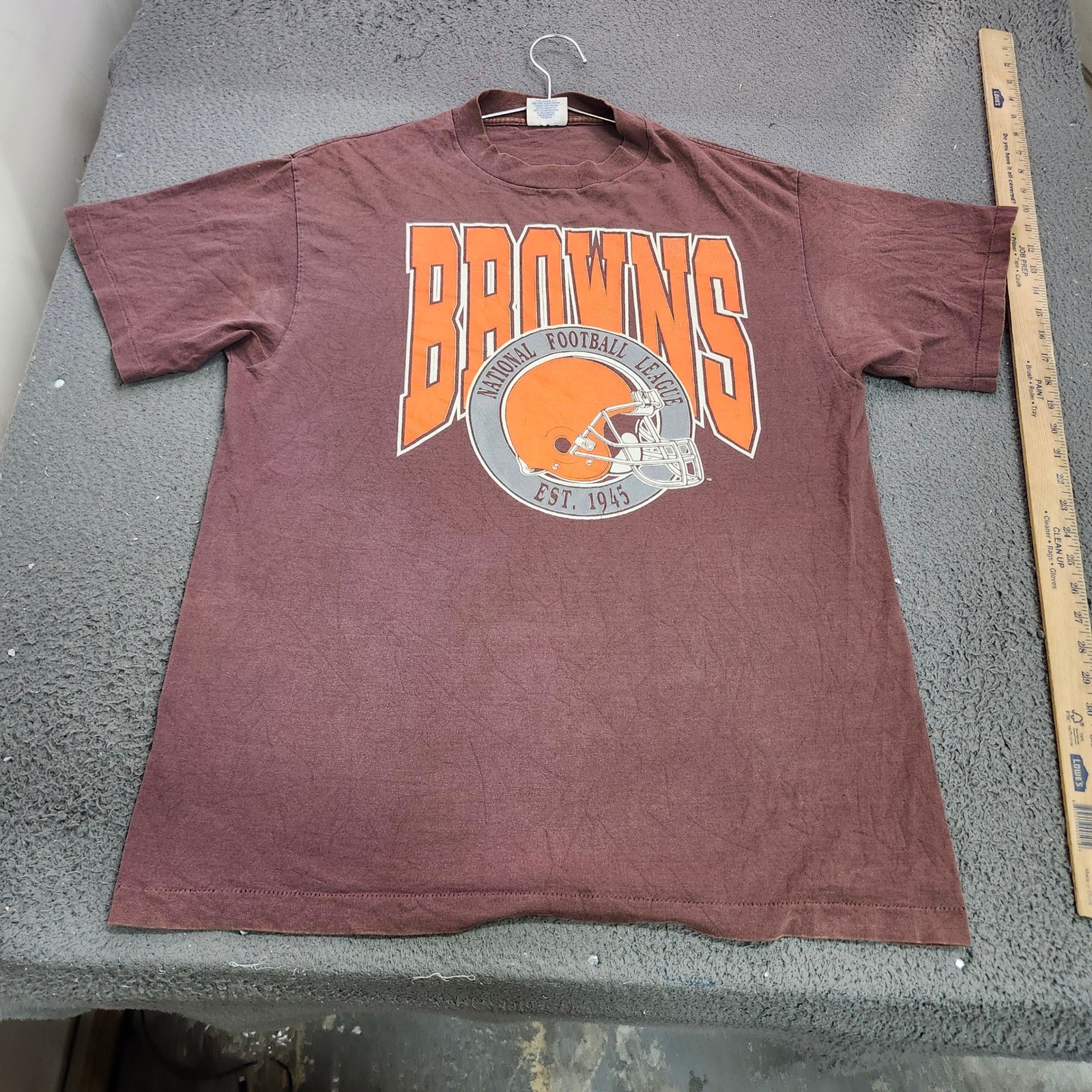 Vintage Cleveland Browns T-Shirt Trench Single Stitch Brown XL Made in USA 90s