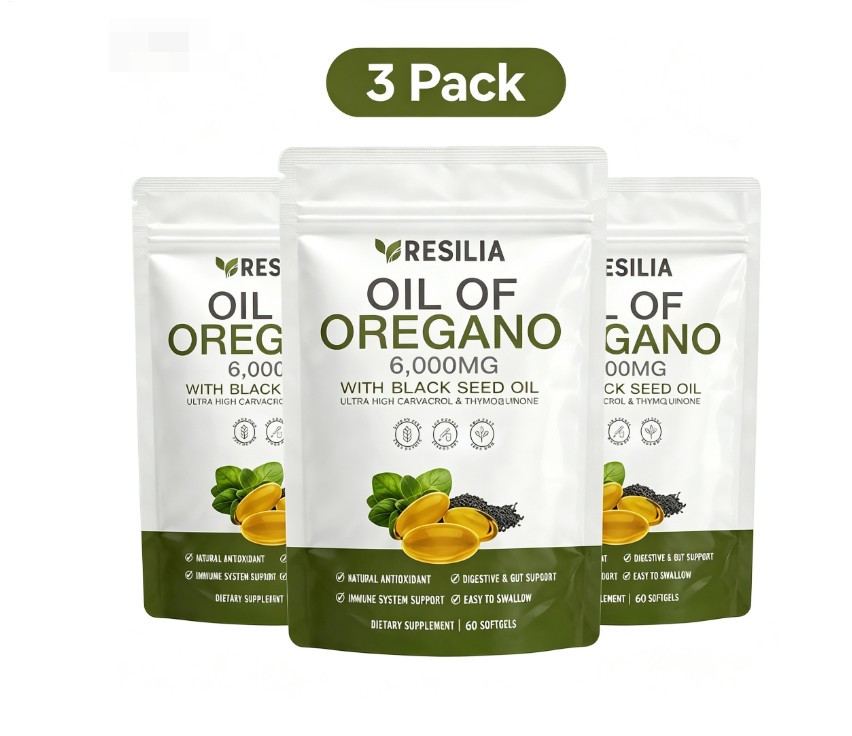 3Pack Resilia Oil of Oregano 6000mg with Black Seed Oil Softgels