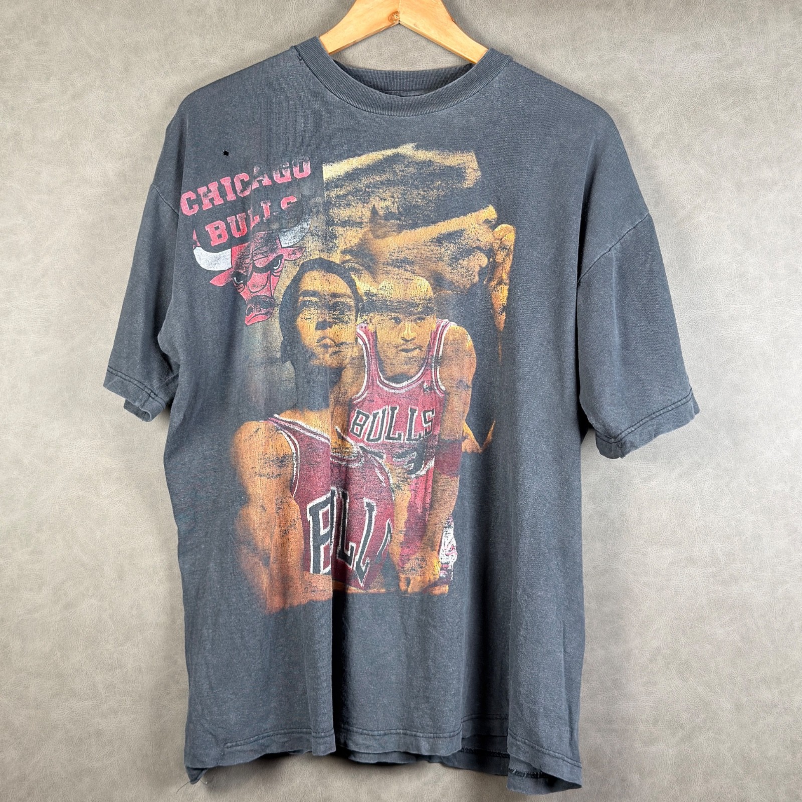 Vintage 1996 Chicago Bulls Jordan Pippen Rodman Bootleg T Shirt XL 90s
