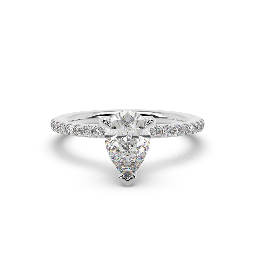 IGI Certified Lab Grown Diamond Engagement Ring 14k White Gold 1.87 Ct Pear Cut