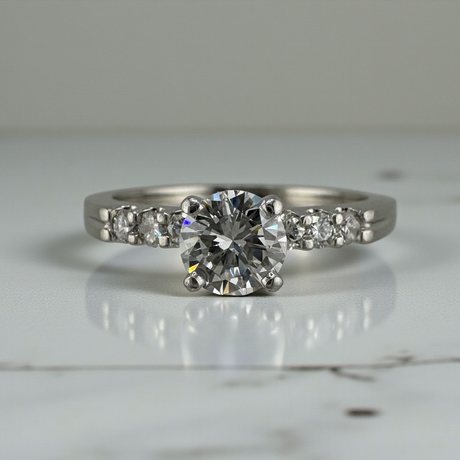 Vintage Platinum 0.78ct Round Brilliant Diamond Solitaire Ring Size 9.75