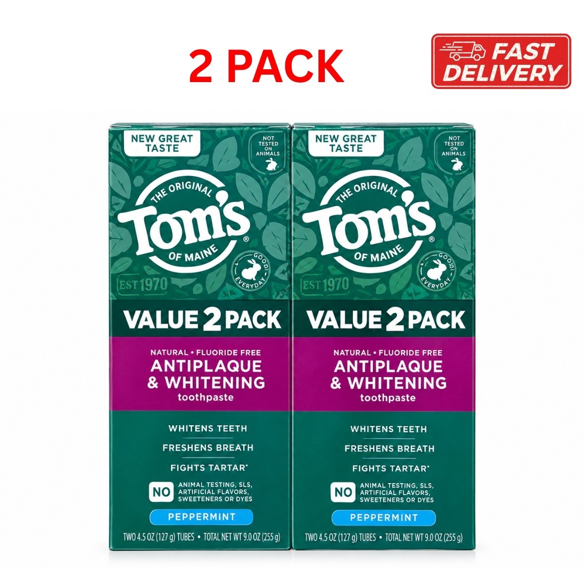 Tom’s of Maine Antiplaque and Whitening Fluoride Free Toothpaste, Peppermint New Tom’s of Maine Antiplaque and Whitening Fluoride Free Toothpaste, Peppermint New