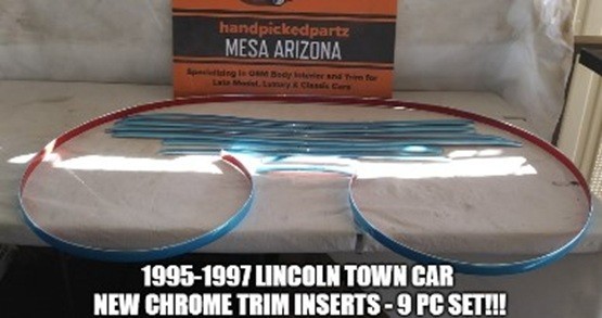 NEW 1995-1997 LINCOLN TOWN CAR CHROME TRIM MOLDING INSERT REPLACEMENT SET -9 PC
