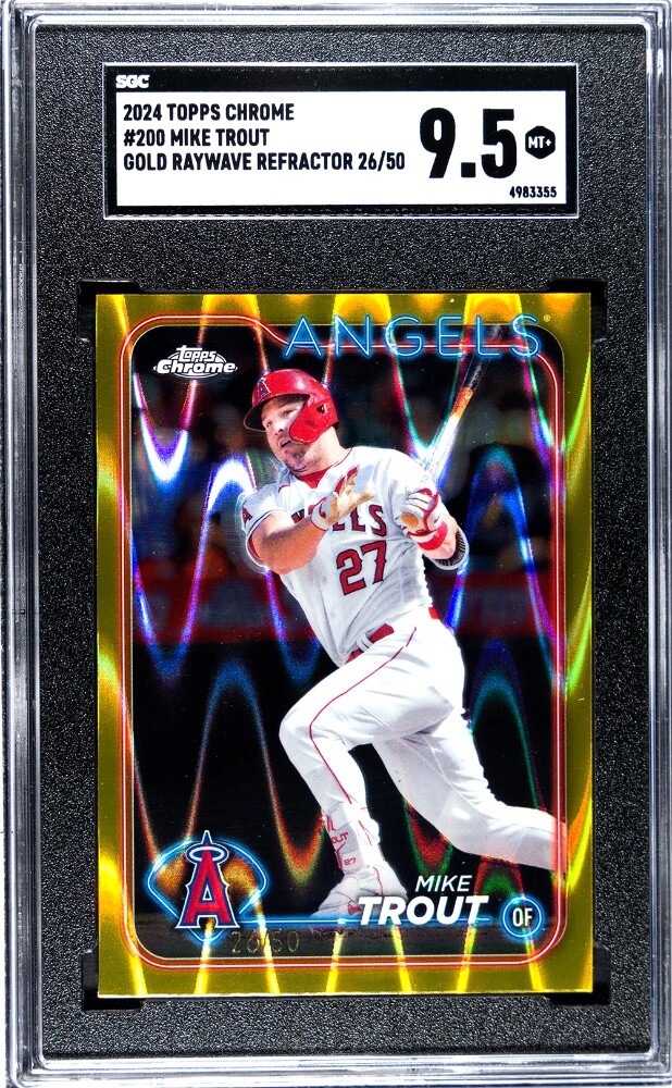 2024 TOPPS CHROME - MIKE TROUT GOLD RAYWAVE REFRACTOR /50 - #200 ANGELS SGC 9.5 2024 TOPPS CHROME - MIKE TROUT GOLD RAYWAVE REFRACTOR /50 - #200 ANGELS SGC 9.5