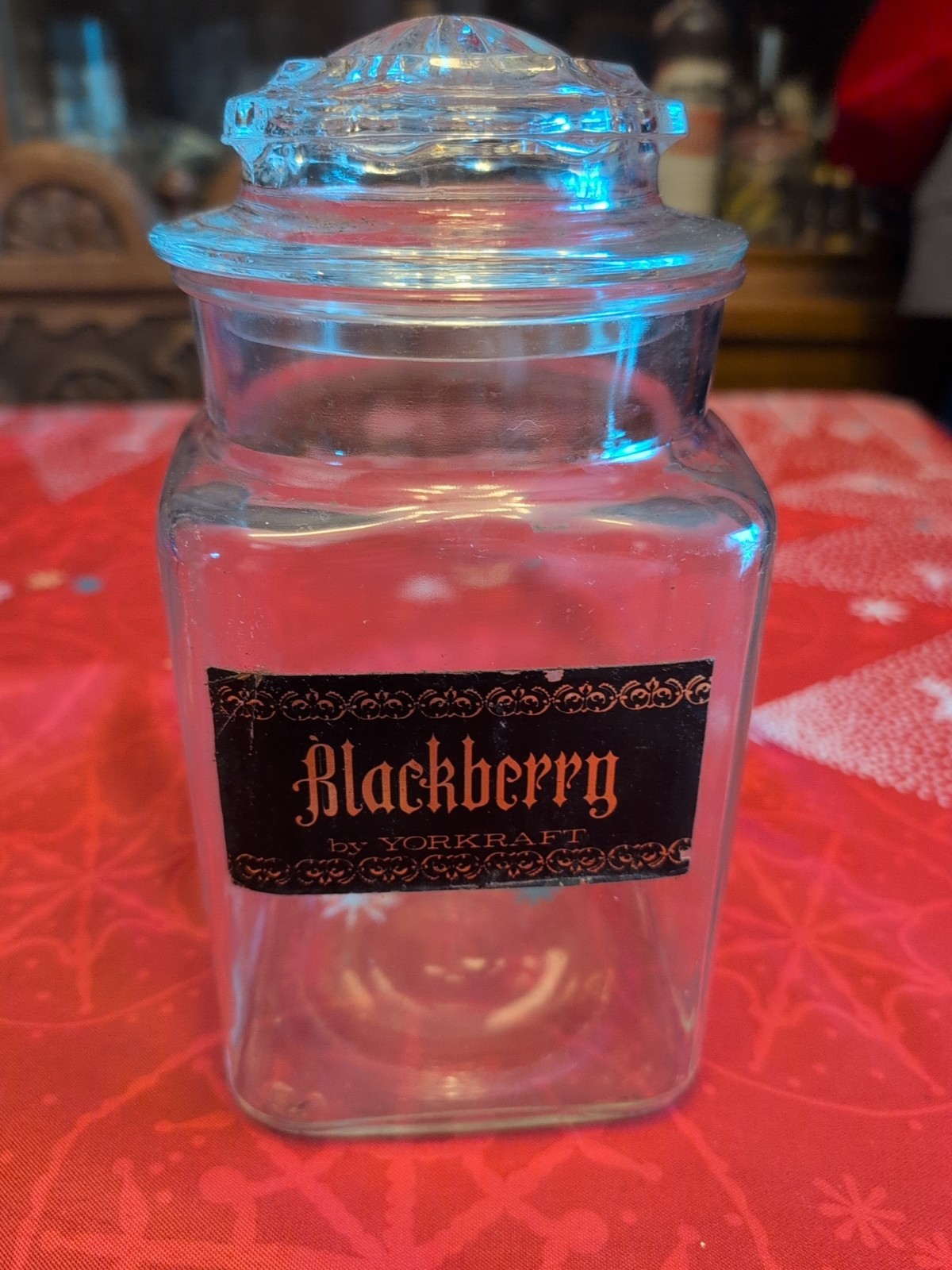 Antique Blackberry Glass Square Candy Jar W/Lid Apothecary 9.5” Yorkraft VTG Antique Blackberry Glass Square Candy Jar W/Lid Apothecary 9.5” Yorkraft VTG