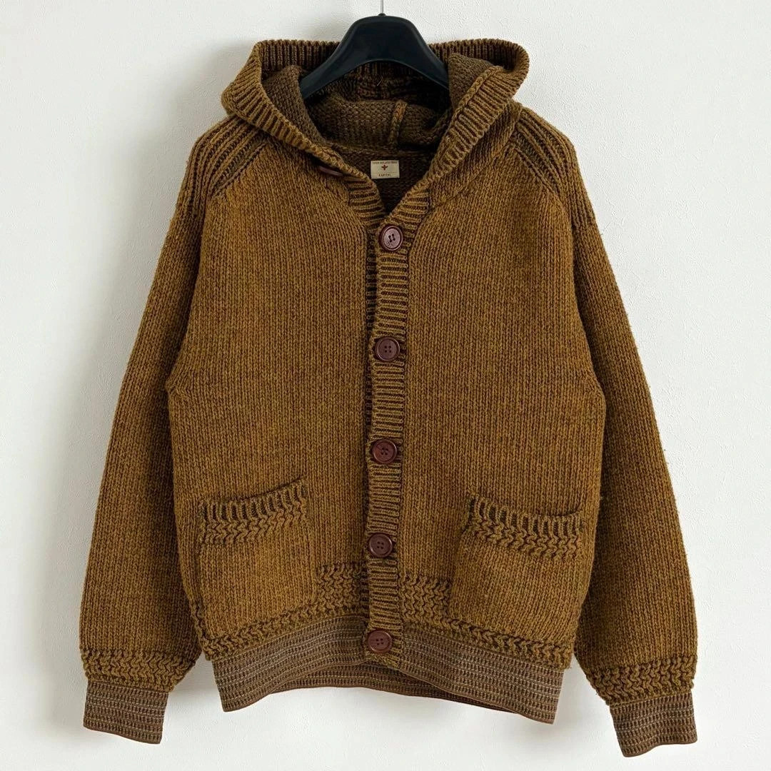 Kapital Wool Knit Parka Cardigan Men\'s Size L Mohair Used made in JAPAN Kapital Wool Knit Parka Cardigan Men\'s Size L Mohair Used made in JAPAN