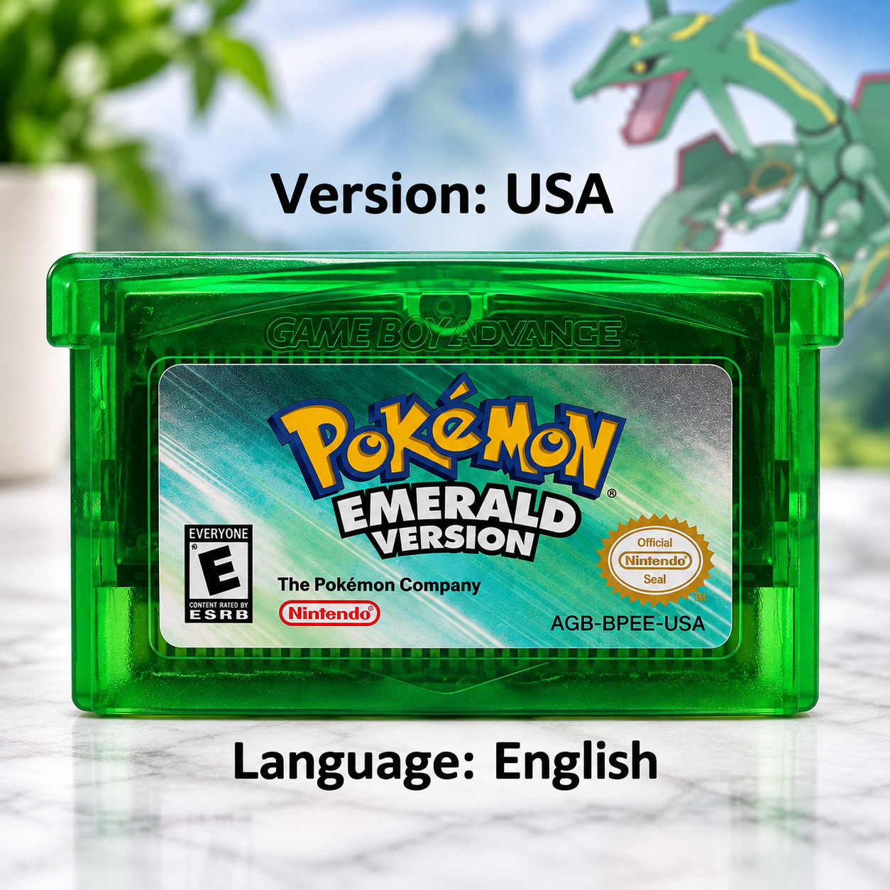 Pokemon Emerald Version Game Boy Advance GBA Cartridge Tested & Saves