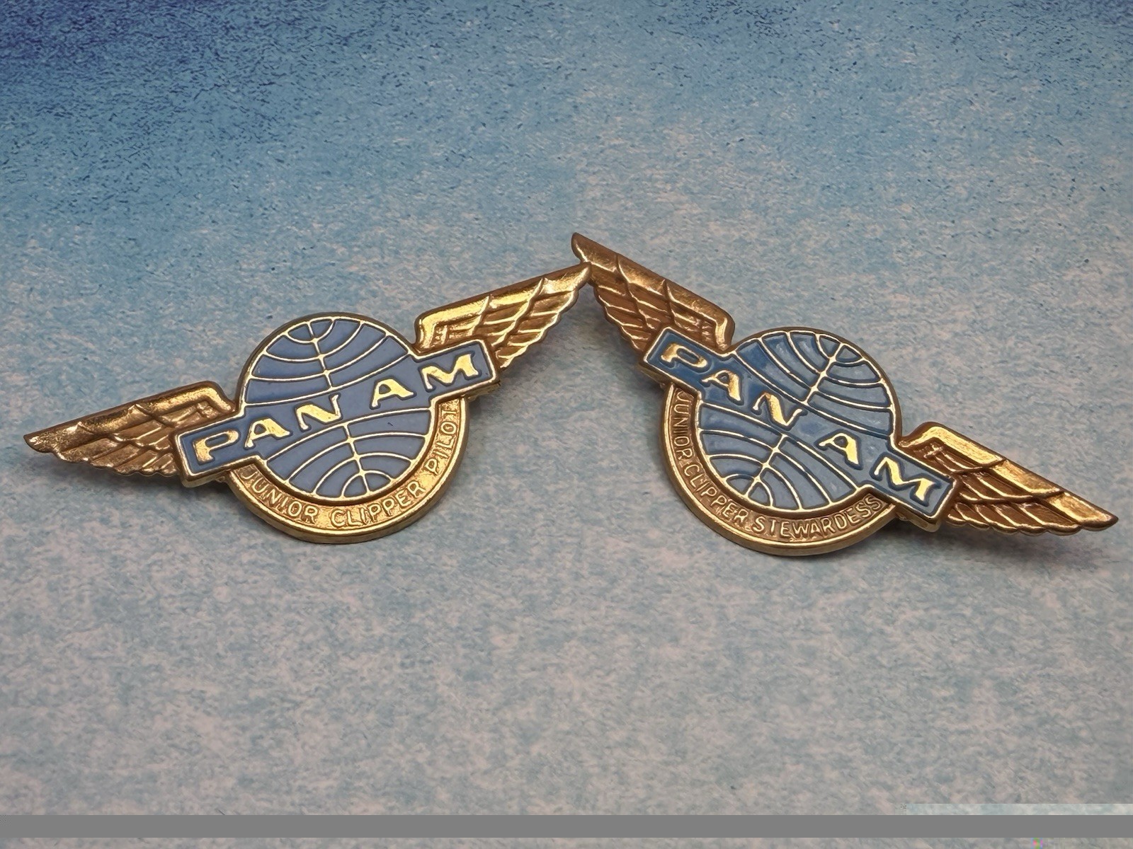 Lot Of 2 Vintage Pan Am Junior Clipper Pilot Wings Pins