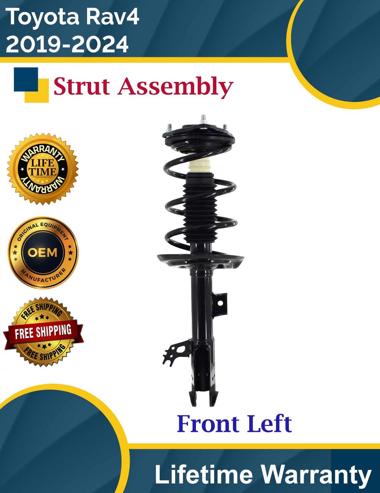 New OE Front Left Strut Assembly For 2019-2024 Toyota Rav4 Lifetime Warranty