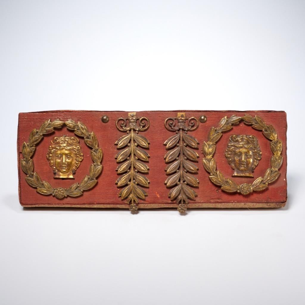 French Empire Neoclassical Ormolu Wall Plaque Bronze Mounts Maiden Laurel Wreath