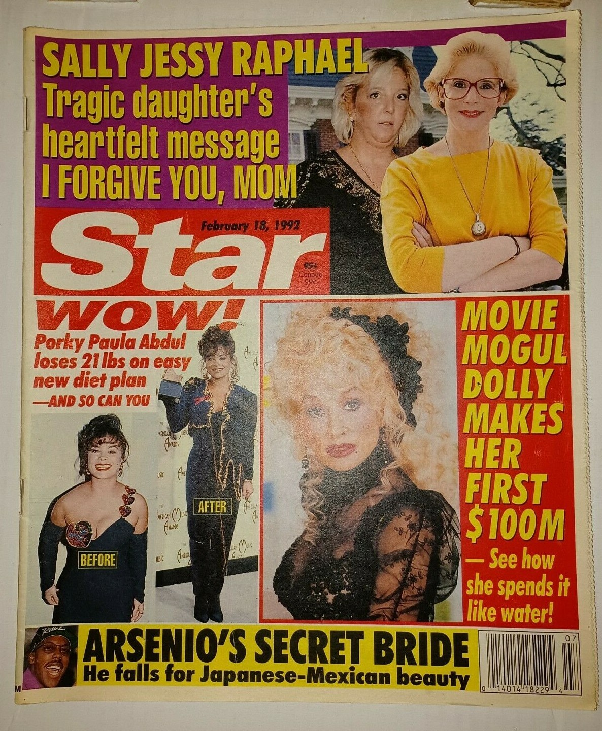 Star tabloid Feb 18, 1992 Dolly Parton Richard Dean Anderson Donny Osmond