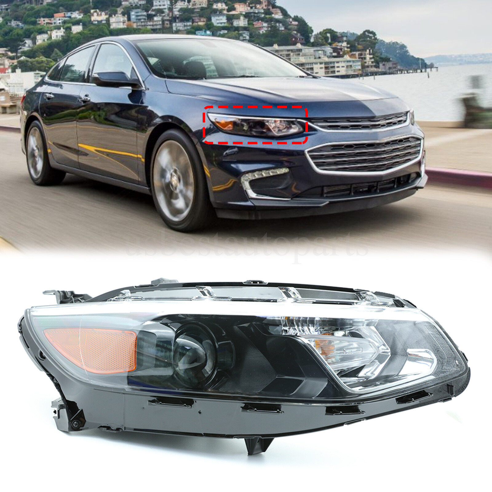 For 2016 2017 2018 Chevrolet Malibu Headlight Halogen Passenger Right Side RH