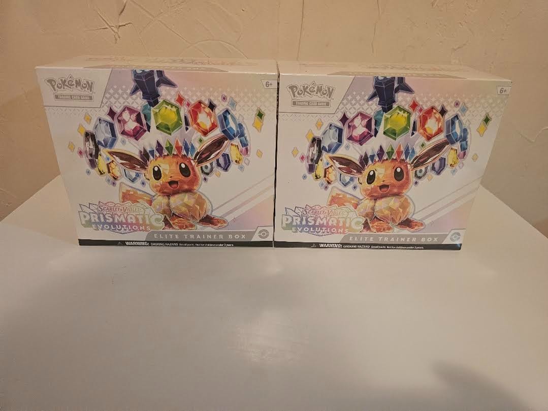 2x Pokemon TCG Prismatic Evolutions Elite Trainer Box ETB NEW SEALED 2x Pokemon TCG Prismatic Evolutions Elite Trainer Box ETB NEW SEALED