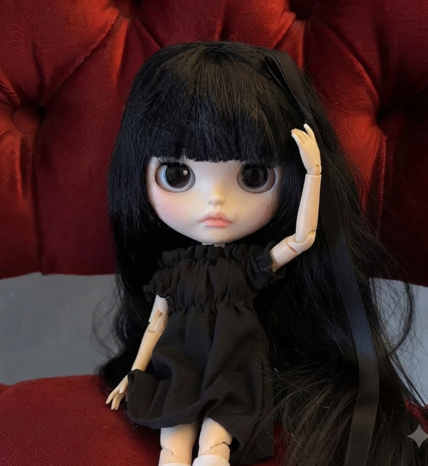 12\'\' Blythe Doll Black Hair Jointed Body 4 Color Eyes Matte Face White Skin