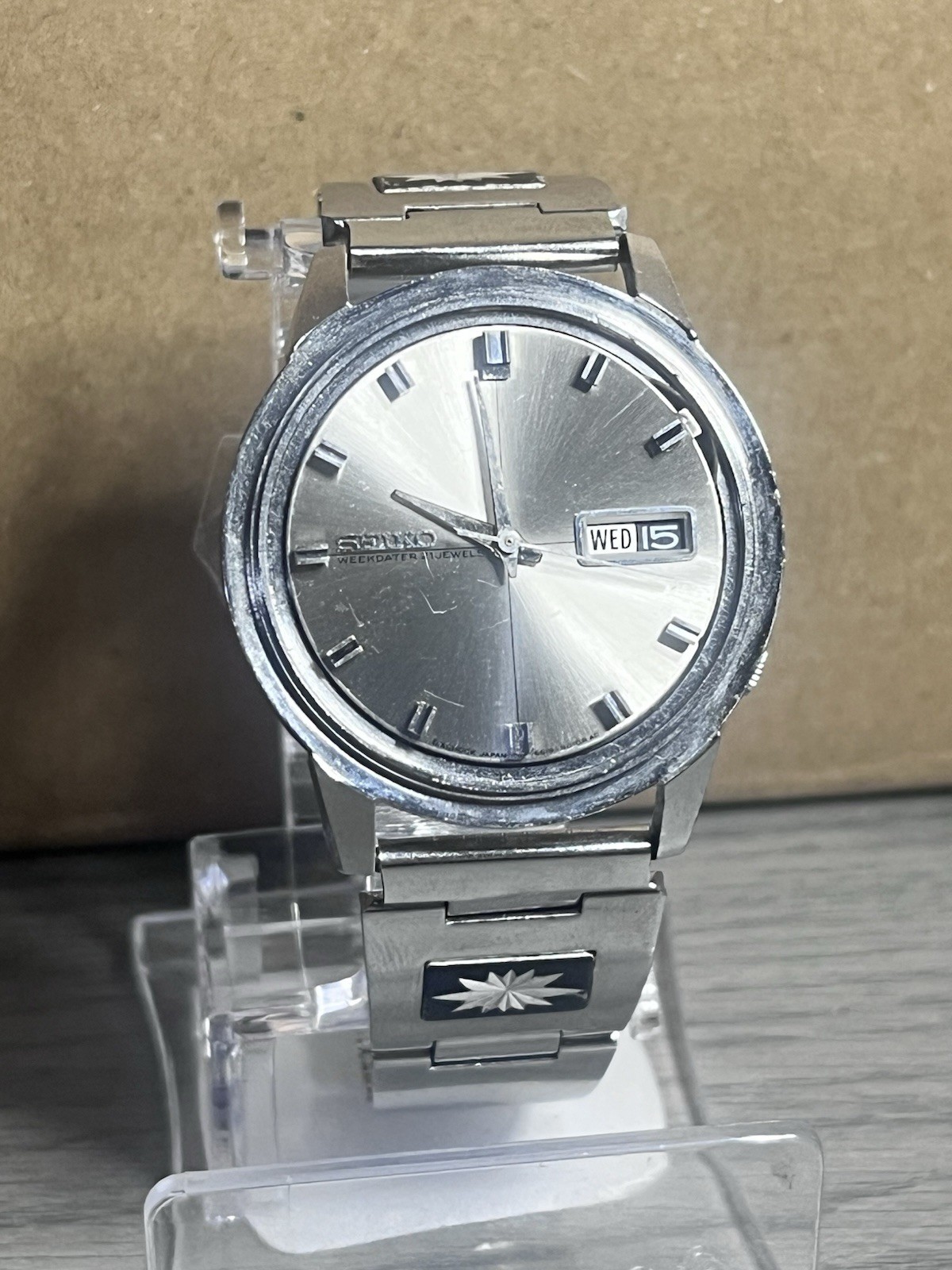 Vintage 1966 Seiko Weekdater 6619-8010 Automatic 21J Runs No Crystal