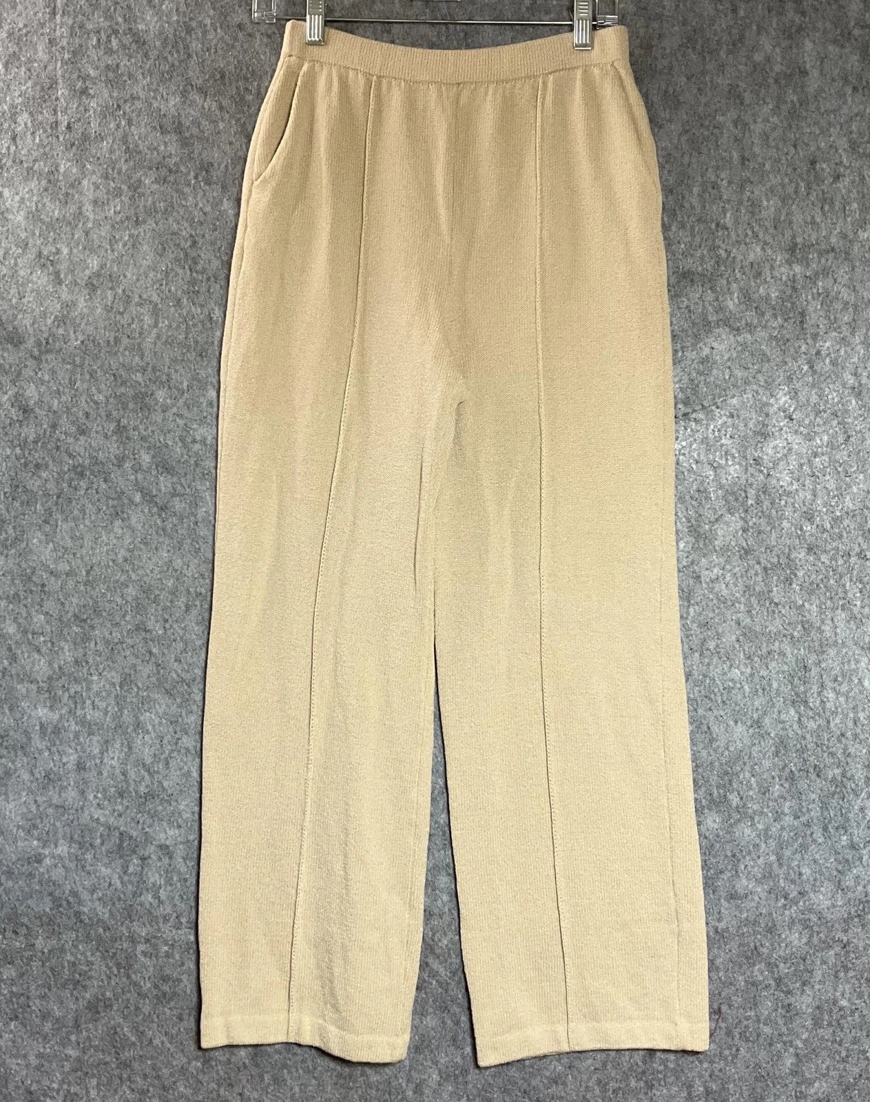 Vintage St. John Collection Dress Pants Womens 4 Beige Knit Straight Pull On USA