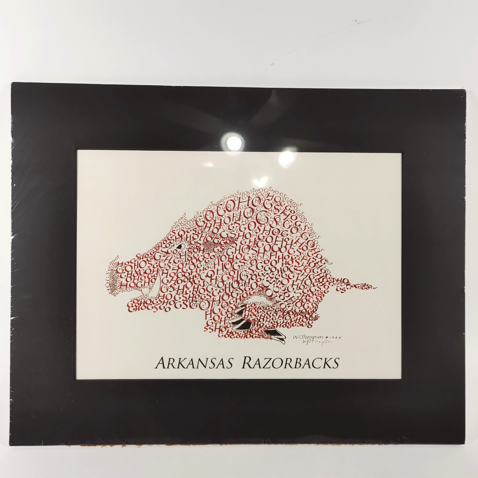 Arkansas Razorbacks text art design by artist W.R. Thompson, 1984, 11 Arkansas Razorbacks text art design by artist W.R. Thompson, 1984, 11