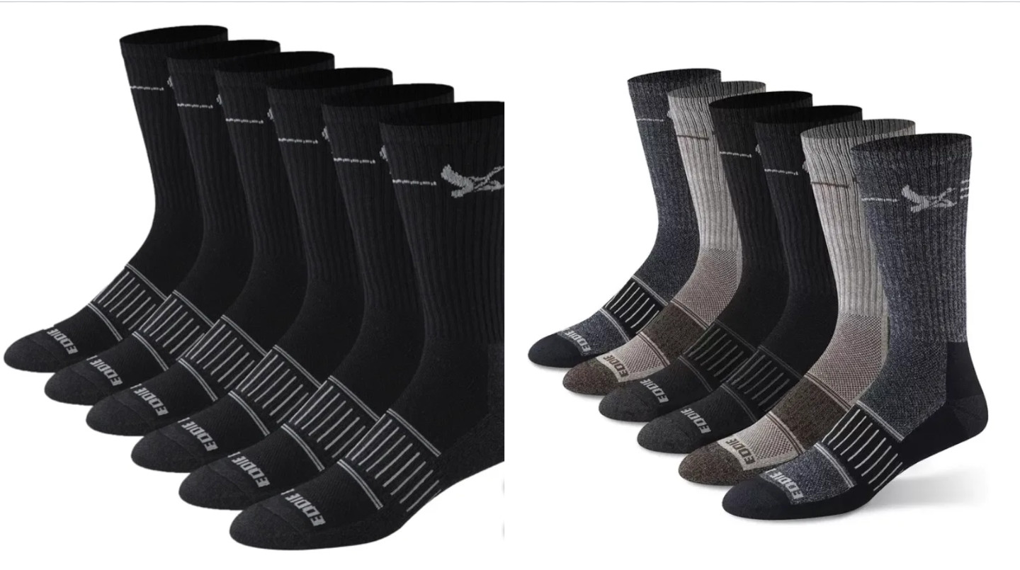 Eddie Bauer Men’s Eco Cotton Crew Socks 6-pair