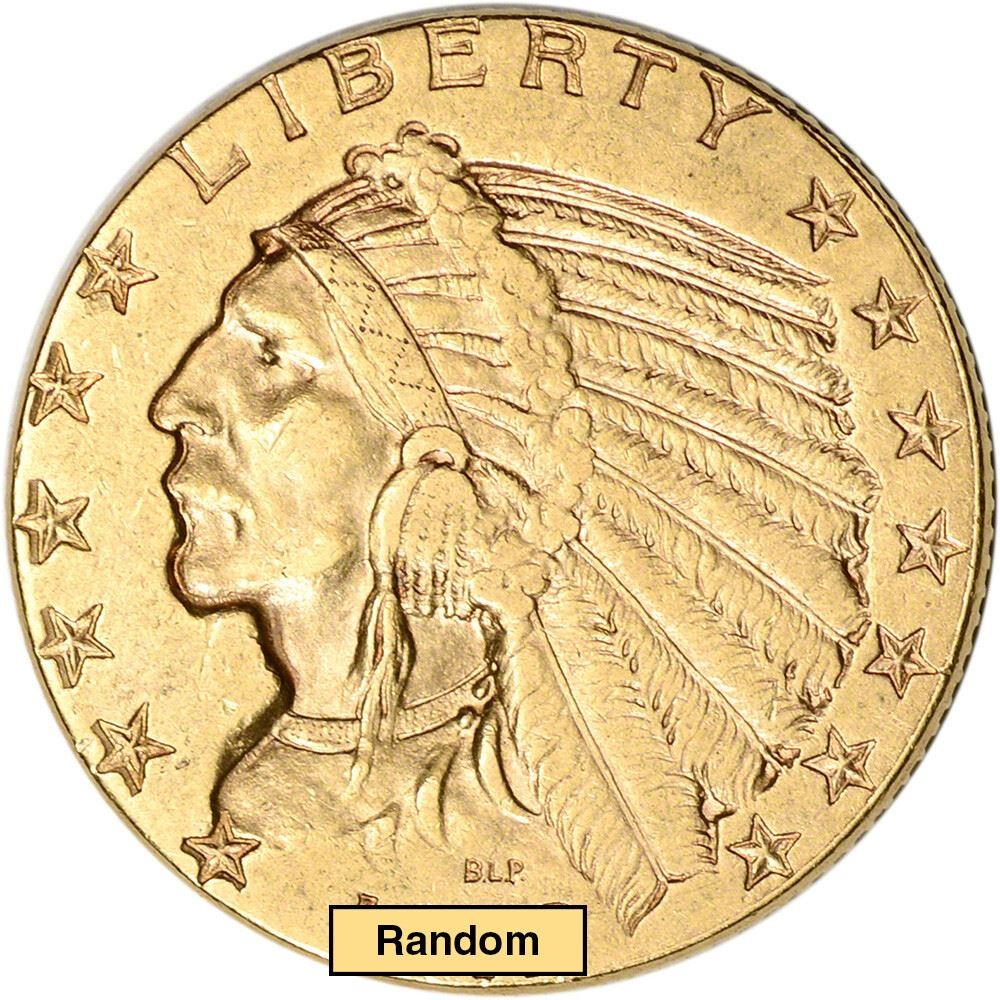 US Gold $5 Indian Head Half Eagle - XF Condition - Random Date US Gold $5 Indian Head Half Eagle - XF Condition - Random Date