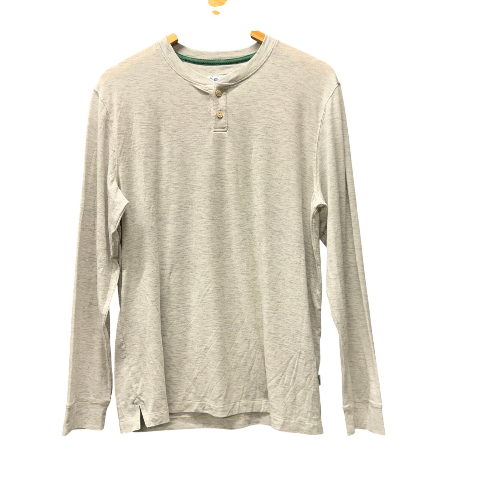 Wellen Henley Mens M Seawool Long Sleeve Light Gray Casual Coastal Lightweight
