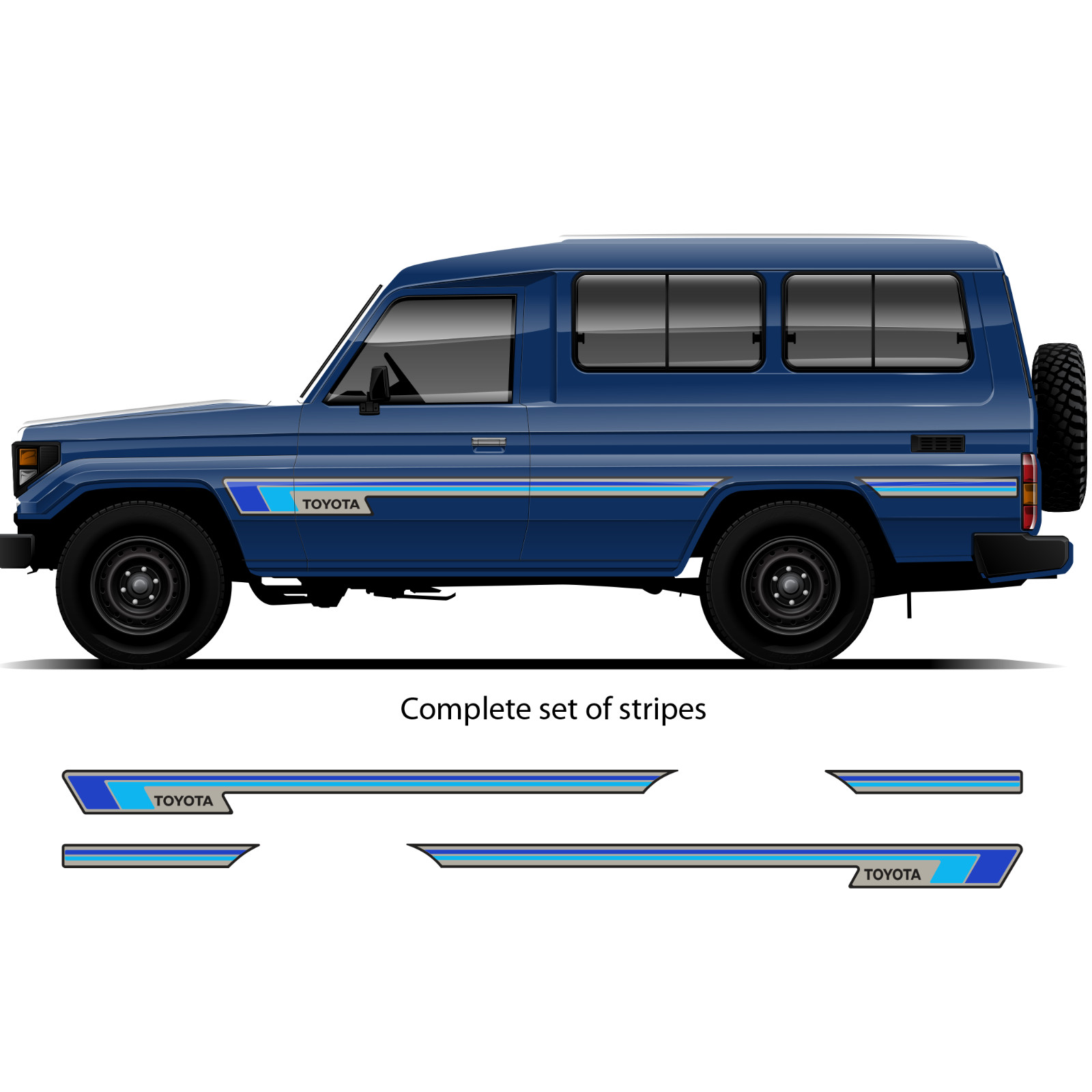 Travella Stripes made to fit Toyota Landcruiser 70 series. All models Travella Stripes made to fit Toyota Landcruiser 70 series. All models