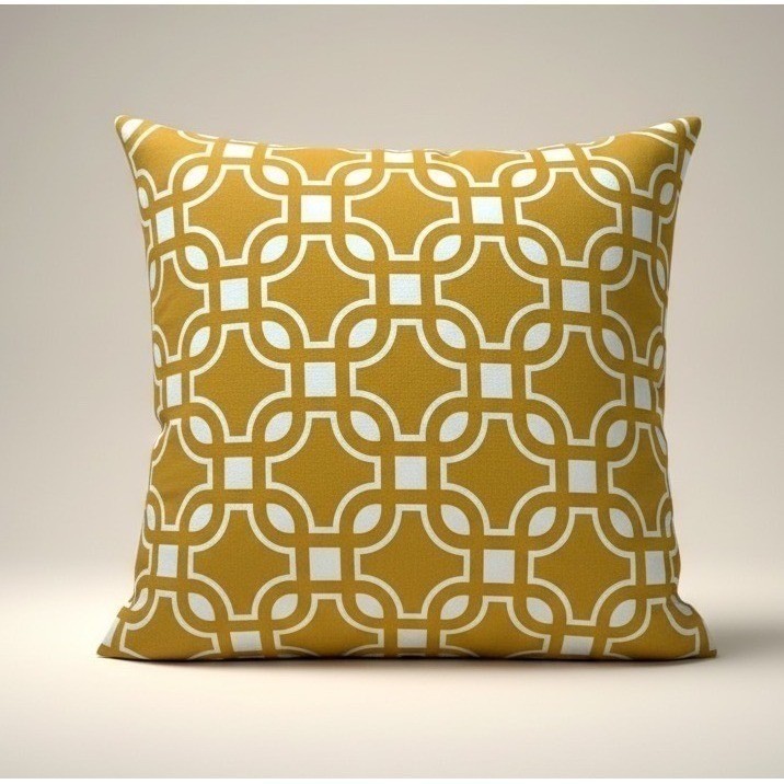 H&M Mustard Yellow Geometric Trellis Square Throw Pillow 19\