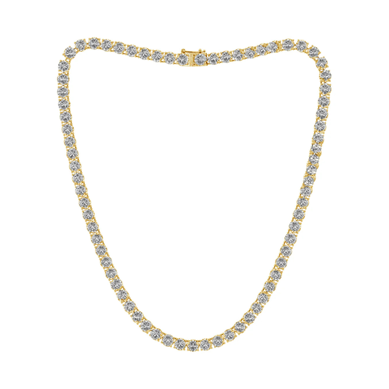 12ctw 4-Prong Lab Grown Diamond Tennis Necklace, 24 inch, 14k Yellow Gold 12ctw 4-Prong Lab Grown Diamond Tennis Necklace, 24 inch, 14k Yellow Gold