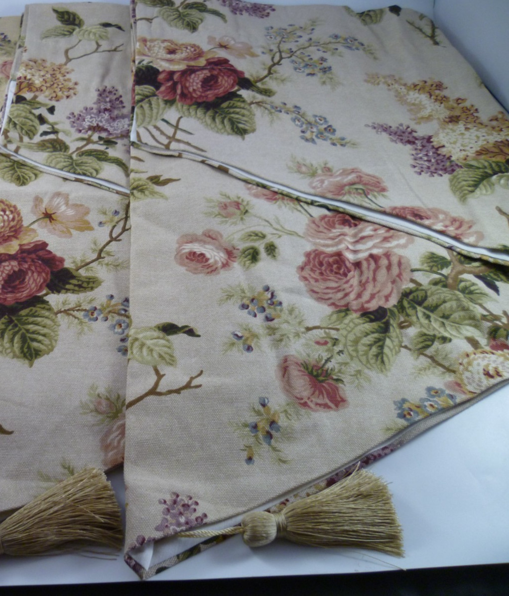 2 Waverly Ascot Valance Emmas Garden Cartona Malatesta Tassel Floral Rose 52x23