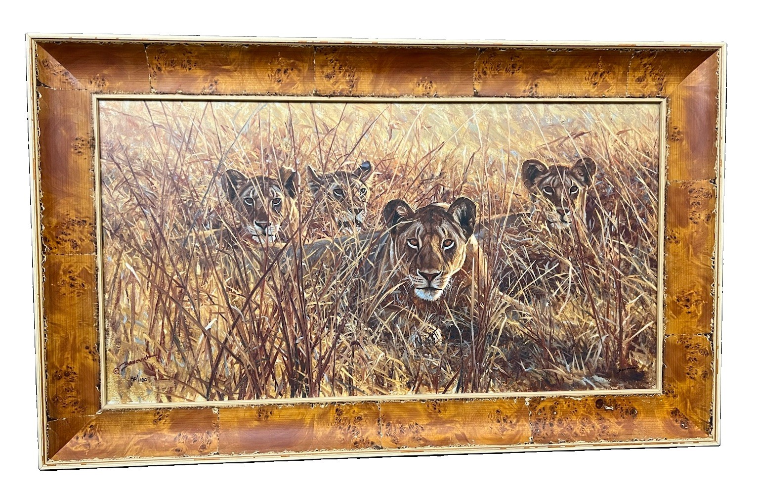 John Banovich Heart Of The Pride S/N Lions Giclée On Canvas 90/180 Framed MINT