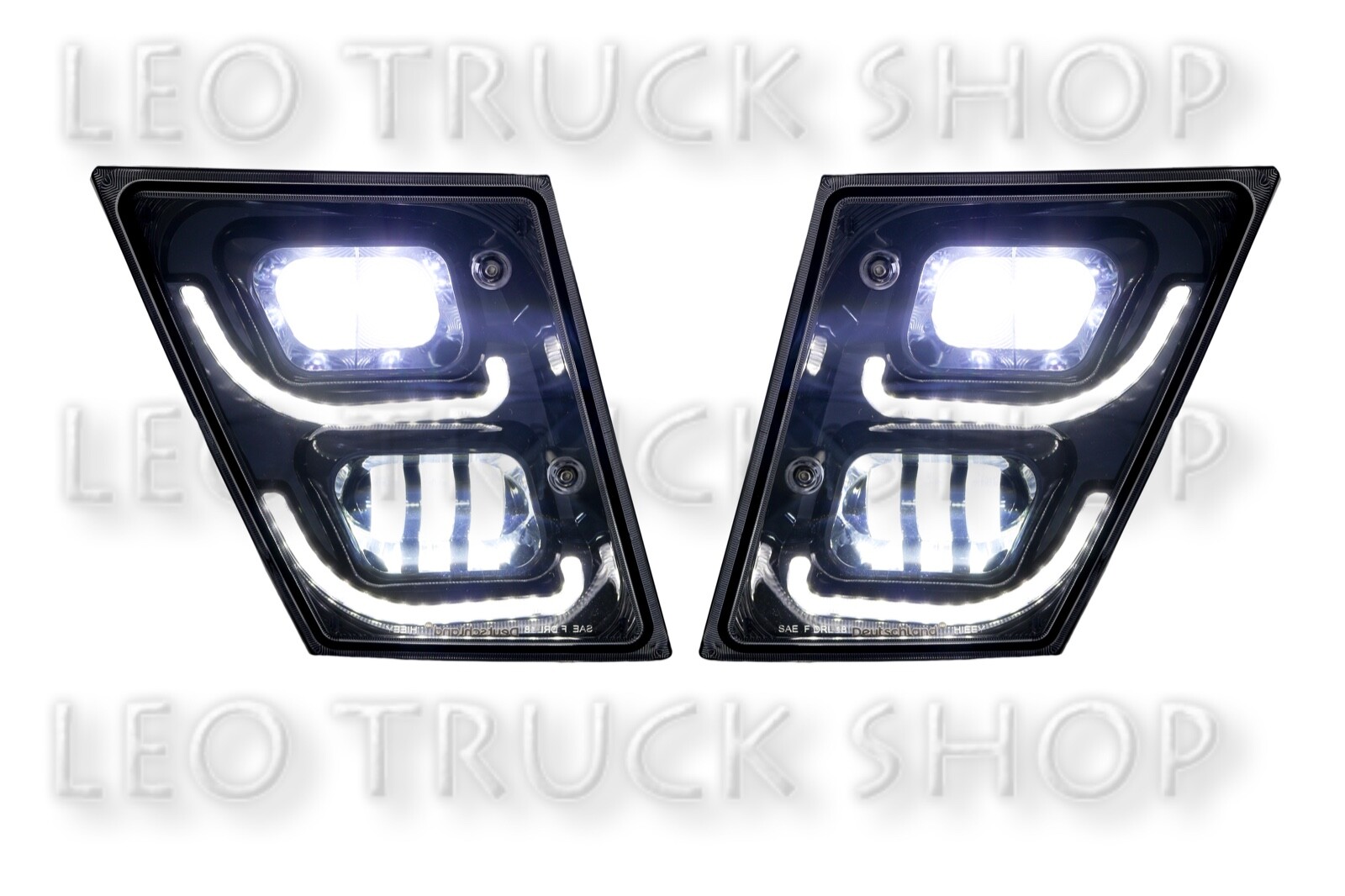 Volvo VNL LED Fog Light with LED Trim Black | Pair | (LH+RH) | Fits 03-17