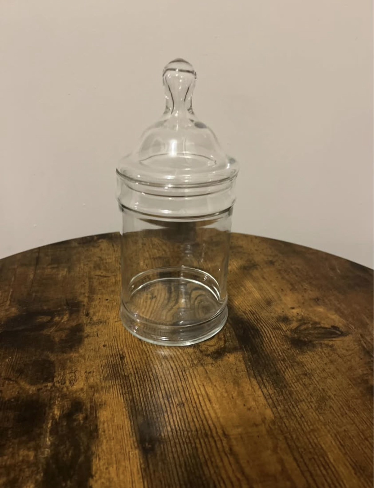 Vintage Clear Glass - Apothecary Jar / Candy Jar - with Lid - 8.25” Vintage Clear Glass - Apothecary Jar / Candy Jar - with Lid - 8.25”