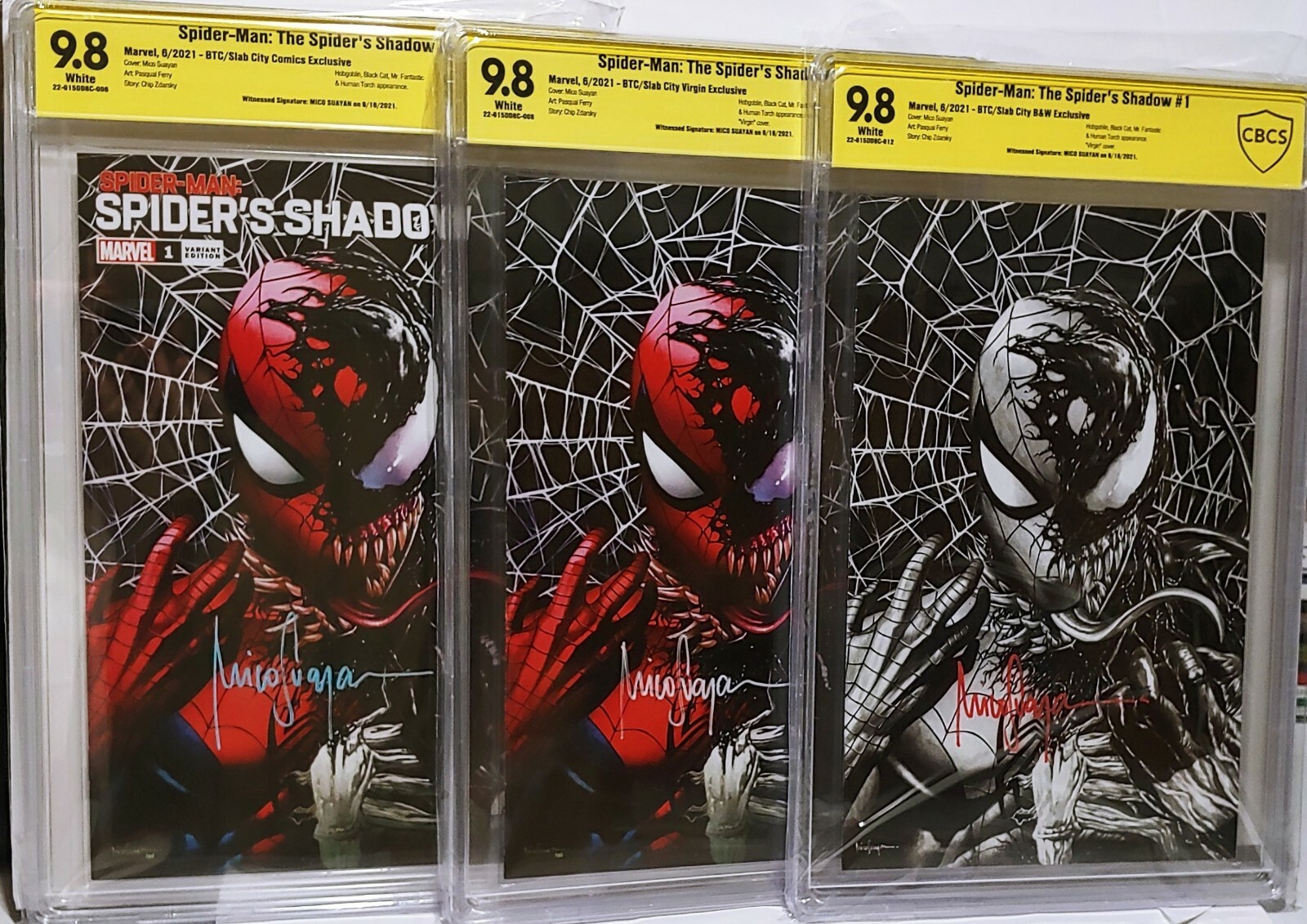 9.8 (Set) Spider-Man Spider's Shadow #1 CBCS Signed Mico Suayan Trade/Virgin/BW 9.8 (Set) Spider-Man Spider's Shadow #1 CBCS Signed Mico Suayan Trade/Virgin/BW