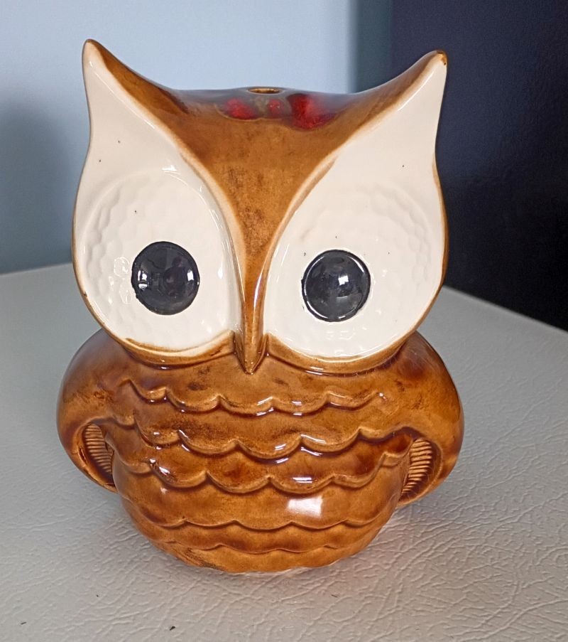 Amber & Red Vintage Ceramic Owl Figurine 1970's Amber & Red Vintage Ceramic Owl Figurine 1970's