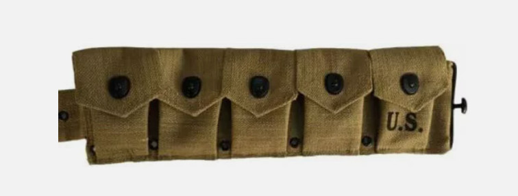 U.S.WWII Springfield M1923 Garand Canvas 10 Pocket Belt- Khaki