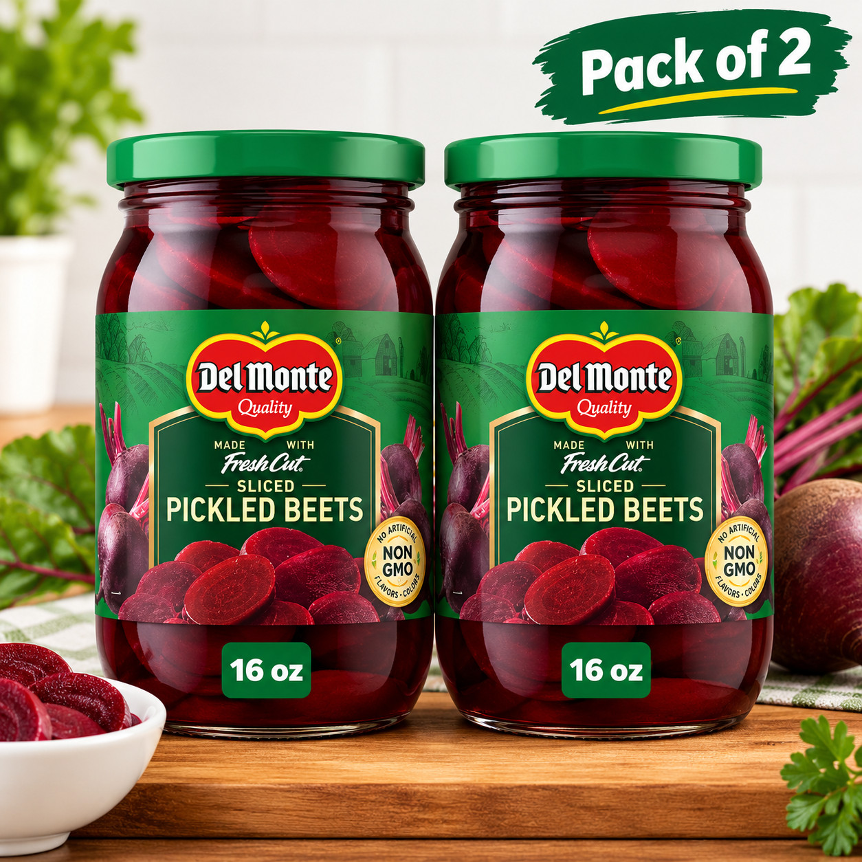 (Pack of 2) Pickled Beet Slices, Ready to Eat, 16 oz Jars  in 2 Days.