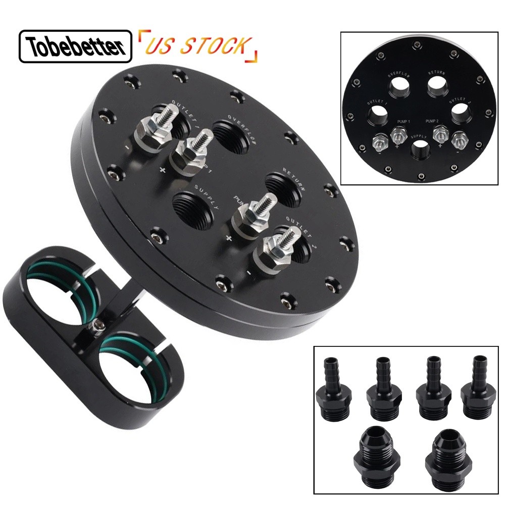BLK Aluminum Fuel Pump Hanger For Single & Dual Walbro 255 460 39mm-40mm Pumps