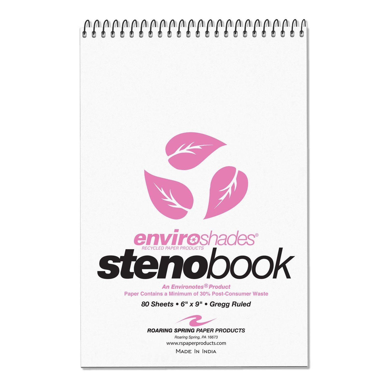 Enviroshades Colored Steno Books, 4 Pack of Memo Pads, Recycled Pink Paper, 6...