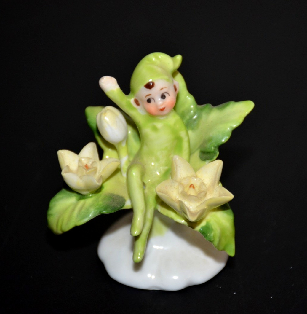 VTG Napcoware Napco Pixie Flower of the Month Elf Figurine 2.5 VTG Napcoware Napco Pixie Flower of the Month Elf Figurine 2.5